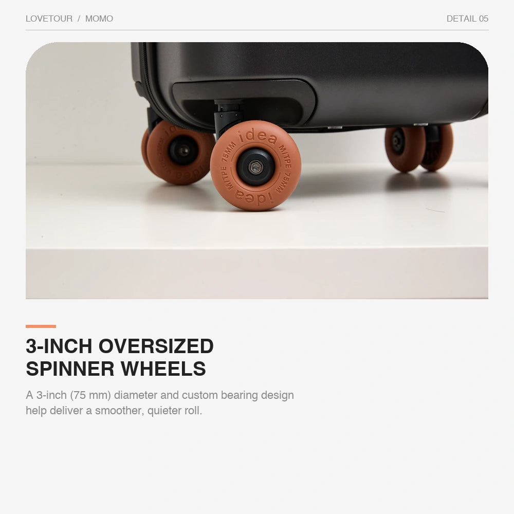 Lovetour MOMO Hardshell Luggage with 3″ Spinner Wheels – Midnight Black