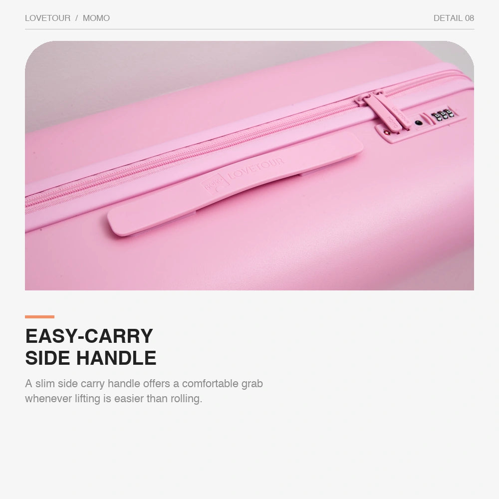 Lovetour Candy Pink Hardshell Suitcase with Contrast Turquoise 3" Donut Wheels