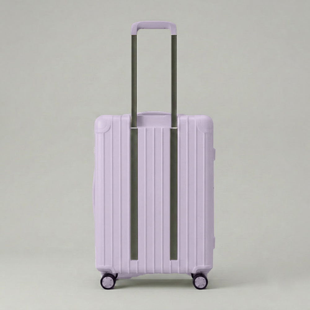 Lavender travel suitcase back view