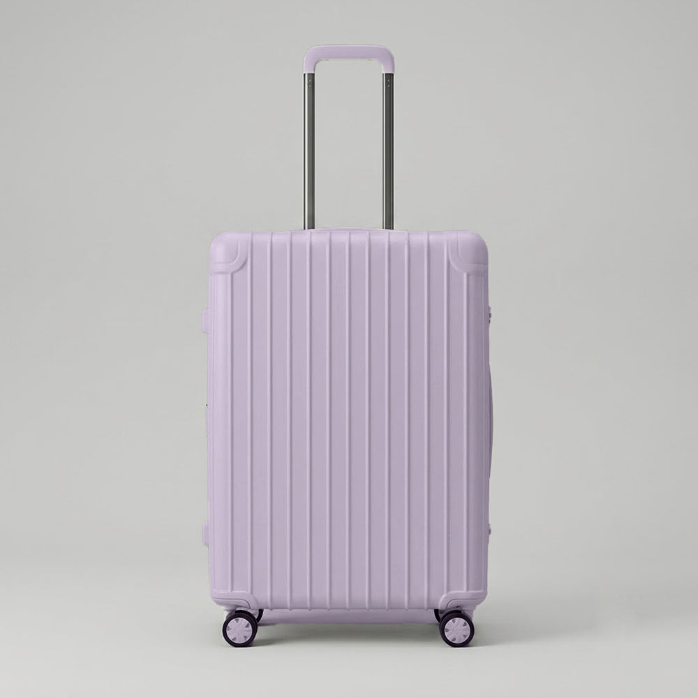 Minimalist lavender carry-on suitcase front view