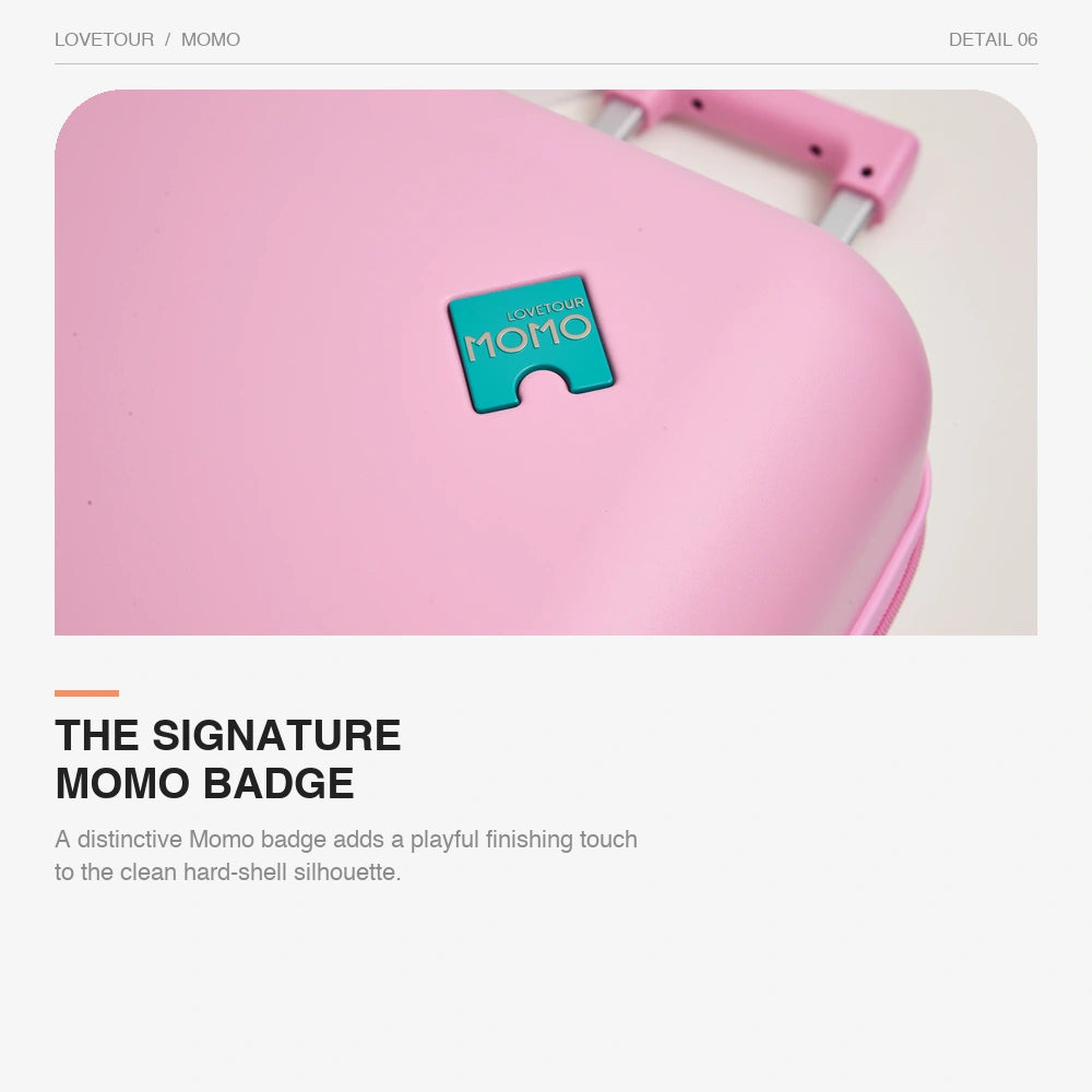 Lovetour Candy Pink Hardshell Suitcase with Contrast Turquoise 3" Donut Wheels