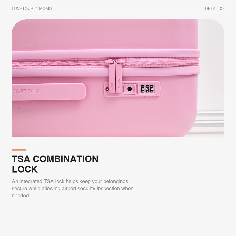 Lovetour Candy Pink Hardshell Suitcase with Contrast Turquoise 3" Donut Wheels