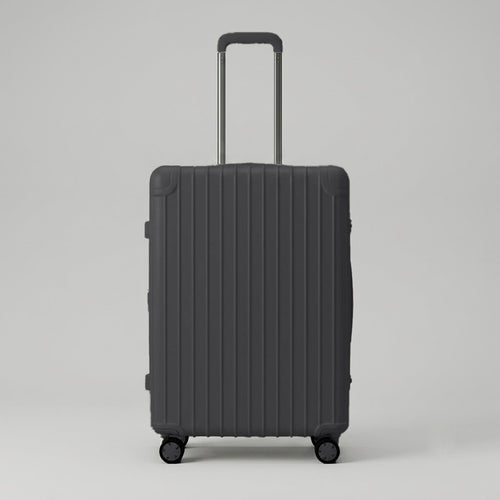 Lovetour ultra-lightweight carry-on luggage in charcoal grey, front view showing vertical ribbed design