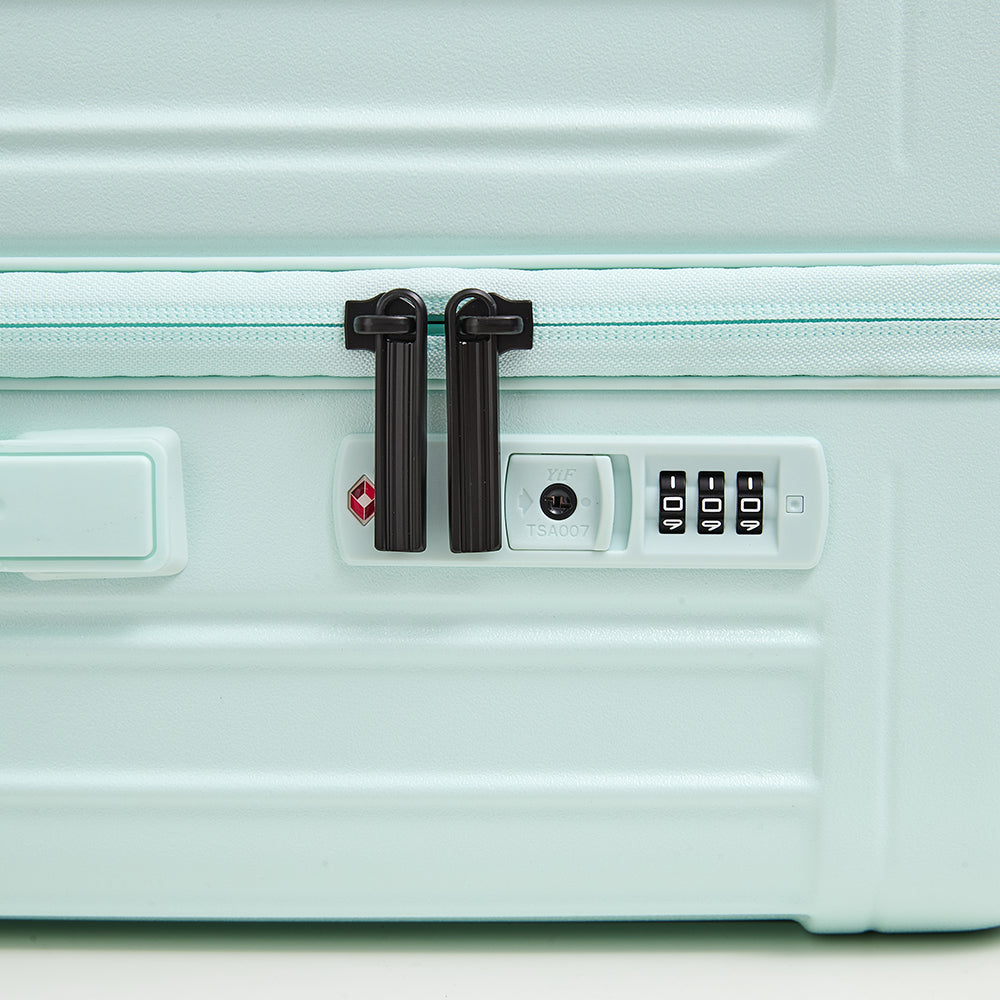 Lovetour mint green suitcase TSA approved lock and zippers
